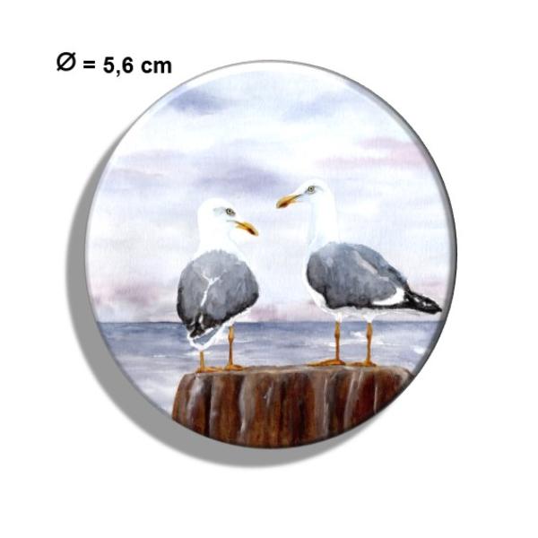Kühlschrankmagnet m. Flaschenöffner Aquarell Maritim Kunst Druck Dänemark Nordsee Ostsee Düne Dünen Meer Möwe Möwen Strand